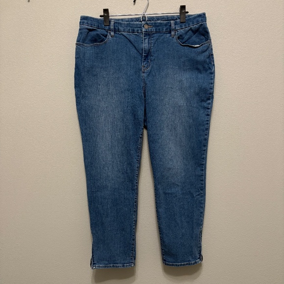 Chico's Perfect Stretch Girlfriend Slim Leg Zip Ankle Jeans - Light Wash, 14 - Picture 2 of 8